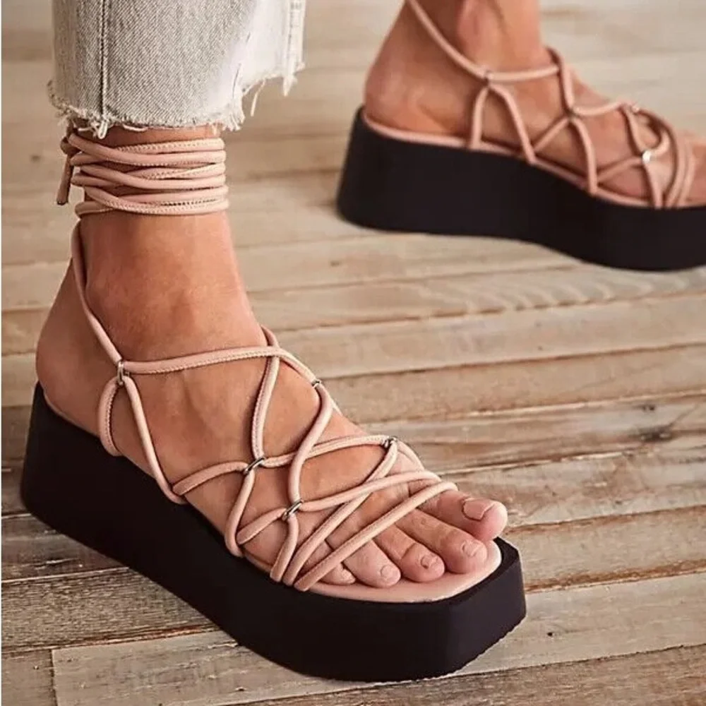 Free People Georgie Wrap Wedge Sandals